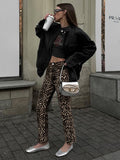 2025 New Cotton Sexy Leopard Embossed Pendant Pencil Trousers Fashion Women's Casual Pants 68HZ