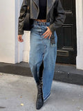 2025 Summer Commute High-Rise Thin Open Fork Blue Denim Skirt Retro Old Bag Hip Half Skirt 68HZ