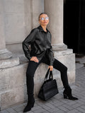 Plus Velvet Fender Loose Locomotive Wind Black Leather Coat 2025 Autumn And Winter Fashion New Coat Woman 68HZ