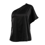 Spring And Summer New Irregular Collared Muted Shoulder T-Shirt 2025 Fashion Top Lady 68HZ