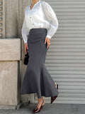 Temperament Commuting High-Waist Brown Fashion Skirt 2025 Autumn New Suit Long Dress Girl 68HZ