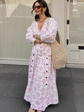 Autumn New Bubble Sleeve V Collar Dress Suit 2025 Women's Casual Two-Piece 68HZ