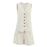 Workplace Commuting Cotton Sleeveless Vest Hot Pants Set 2025 Spring And Summer Fashion Two Sets Of Women's Clothing 68HZ