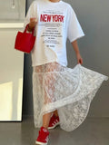 Spring And Summer New Loose Lace Jaclace High Waist Skirt 2025 Fashion Commuting Long Dress 68HZ