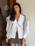 Spring And Summer New Fashion Commuting Bubble Sleeve Comfortable Simple White Shirt Cardigan Loose Top Woman 68HZ