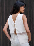 White V-Neck Cotton Can Wear Double-Sided Collared Sleeveless Vest 2025 Summer Fashion New Top 68HZ