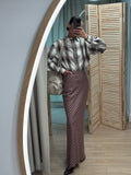 2026 Spring New Retro Lattice Half-Body Women's High-Rise High-Waisted Fishtail Skirt 68HZ