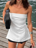 White Cotton Tector-Bosing Waist-Opened Vest 2025 Summer Fashion New Top 68HZ