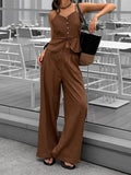 Autumn 2025 New Casual Cotton Set Femininity High-Waist Broad Leg Trousers Design With Commuting Two Sets 68HZ