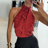2025 Autumn New Design Pictonic Acid Wave Tie With Hanging Neck Sling Vest Woman 68HZ