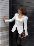 2025 Autumn Commuter Women's Long-Sleeved Design Sense U To Receive Waist-Comcult Temperament Small Suit Jacket 68HZ
