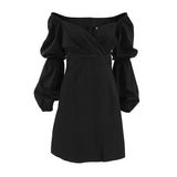 Autumn And Winter Sexy Mystery V-Neck Long Sleeve Commute 100 Folds To Open The Classic Fashion Dress Small Black Dress 68HZ