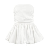 Summer New Sexy Solid Color Folding Buds Buds Fashion Embossed Vest Style Out-To-Shoulder Temperament 68HZ
