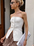 2025 White Cotton Bra Open Shirt Repair Body Clothes Summer With Comfortable And Simple Commute Women's Clothing 68HZ