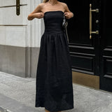 French Sexy Black Cotton Tset Coat Dress 2025 Spring And Summer Fashion New Long Dress Woman 68HZ