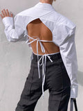 French Retro Waist Temperament With Hollowed-In-Back Shirt 2025 Spring And Summer Fashion New Top 68HZ