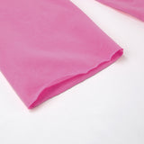 Pink Loose Elastic Round-Neck Long-Sleeved Sleeve-Head Street Style T-Shirt 2025 New Autumn Fashion Women's Top 68HZ