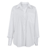 White Shirt 2025 Summer New Collar Long Sleeve Simple Fashion Free Casual Women's Top 68HZ