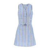Slim Slimmed Summer Fresh Striped Cotton Sleeveless Vest Short Skirt Two Sets Of Summer Commute Skirt Set 68HZ