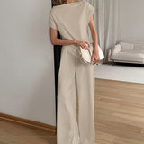 2025 Summer New Milk Silk Latch Shoulder Trousers Casual Suit Women's Two Sets 68HZ