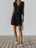 2025 Design Cotton Suit Vest Suit Women's Summer Leisure Sleeveless Vest Shorts Two-Set 68HZ