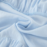Blue High-Collar Temperament Horn Sleeves Of The Lady's Shirt 2025 Spring And Summer Fashion New Top 68HZ