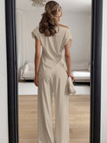 2025 Summer New Milk Silk Latch Shoulder Trousers Casual Suit Women's Two Sets 68HZ