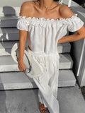 French White Cotton-Slamped Shoulder-Leaf Small Vest 2025 Summer Fashion New Top 68HZ