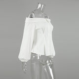Spring 2025 New French Sexy Collar Shoulder Shirt Women Fashion Tops Up 68HZ