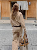 Machine Work Style 2025 Autumn Women's Cotton Design To Repair The Waist Card Color Casual Jumpsuit 68HZ