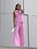 2025 Spring And Summer Sleeveless Body Sleeves Trousers Fashion Casual Temperament Suit Cotton Pink Commuting Women's Clothing 68HZ