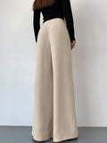 Spring And Summer Leisure Cassings With Loose High-Waist Broad-Footed Trousers Retro Fashion Pocket Suit Trousers Women 68HZ