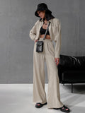 Ki-Colored Long-Sleeved Shirt Trousers Casual Cotton Set 2025 Spring New Fashion Two-Piece Women's Suit 68HZ