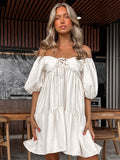 Kazqi Cotton-Song V-Neck With Sexy High-Waisted Head Dress 2025 Summer Fashion New Short Dress 68HZ
