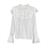 French Lotus Leaf Side Sky Silk Horn Horn Sleeve Lotus Leaf Shirt 2025 Spring And Summer Fashion New Top 68HZ