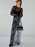 Sexy Black Tidal Lace Collar Long Sleeve Open Asymmetric Dress Summer Dress 68HZ