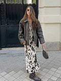 Autumn And Winter Sexy Design Print Slings Round Tie And Ankle Dress Retro Fashion Party Dress Woman 68HZ