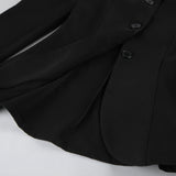 French Elegant Retro Collar Black Small Suit Autumn And Winter Temperament Elegant Commute Bubble Sleeve Small Fragrant Coat Woman 68HZ