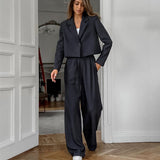 Autumn 2025 New Suit Collar Long Sleeves Casual Loose High-Waisted Tight Trousers Classic Two-Piece Women 68HZ