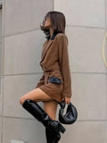 Autumn High-End Fashion Casual Suit Suit Women's Short High-Waisted Irregular Short Skirt Two Sets 68HZ