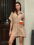 2025 Fashion Loose Collar Shorts Uniform Summer Commuting Women's Clothing 68HZ