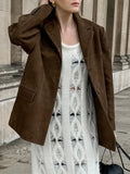 Brown Frosted Velvet Retro Collar Loose Velvet Jacket 2025 Autumn And Winter Maillard New Suit Woman 68HZ