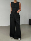 2026 Spring New Black Sleeveless Fork Trousers Two Sets Of Women's Fashion Casual Set 68HZ