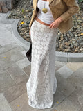 Sexy Design Lace Beach Leisure Fishtail Half-Dress Autumn And Winter Temperament White Fashion And Ankle Skirt Woman 68HZ