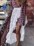 White Lace Lotus Side Jed Flower Commuting Skirt 2025 Spring And Summer Fashion New Ass Long Dress Girl 68HZ