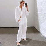 2025 New White Cotton Trousers Summer Neutral Minimal Street Casual Fashion Women's Clothing 68HZ
