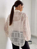 2025 New Lace Hollow Shirt Commuting Women Design Fashion Long-Sleeved Shirt Woman 68HZ