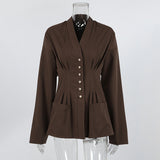 Small Fragrant Style Design Sense To Close The Waist Retro Pressure Folded Thin Cardigan Women's Early Autumn Thin Coat 68HZ