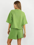 Green Fashion Casual Sports Set Women's Short Sleeve T-Shirt Shorts Two-Sleeve 2025 Summer 68HZ