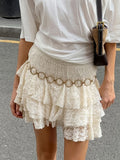 Fashion Commuting Comfortable And Lace Cake Skirt Summer Short Simple Solid Lady Half Body Skirt 68HZ